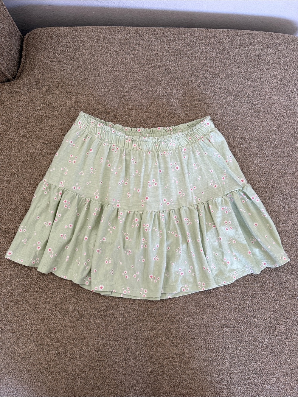 Cat & Jack Mint Green Floral Tiered Mini Skirt Zs XL (14)